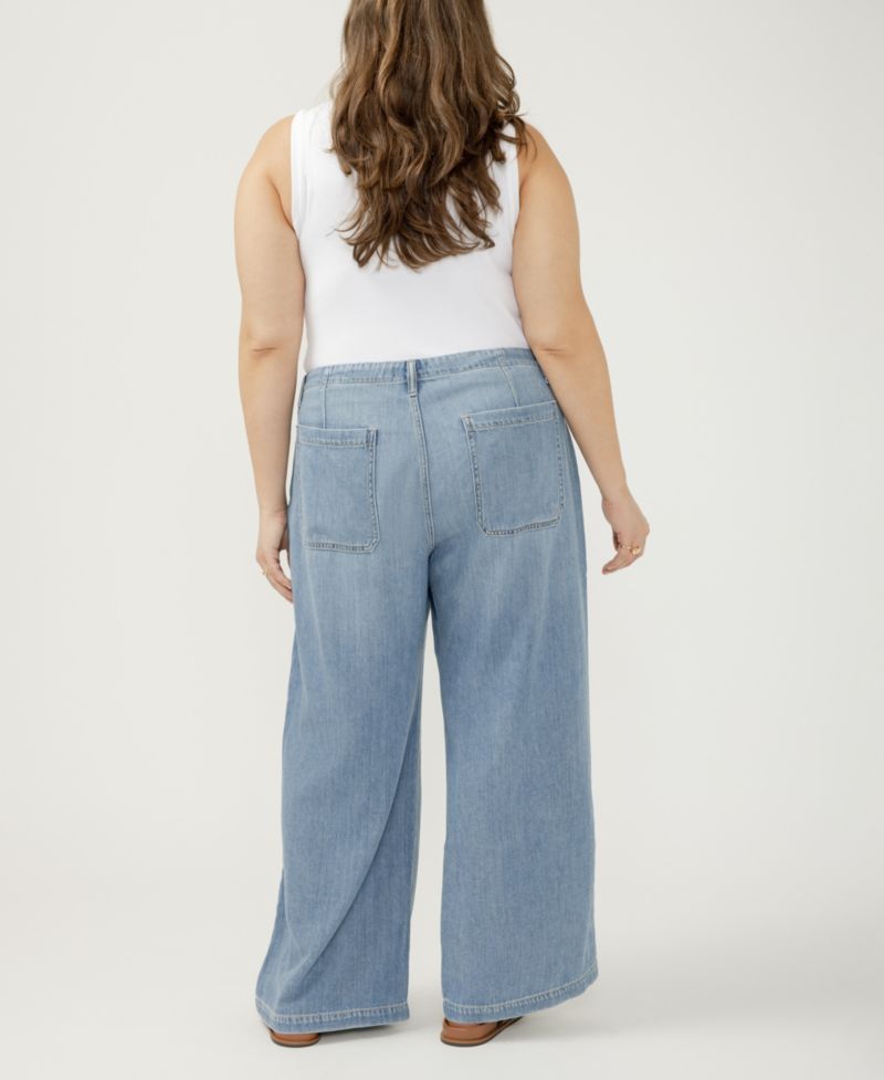 Plus Size Wide-Leg Drawstring Jeans