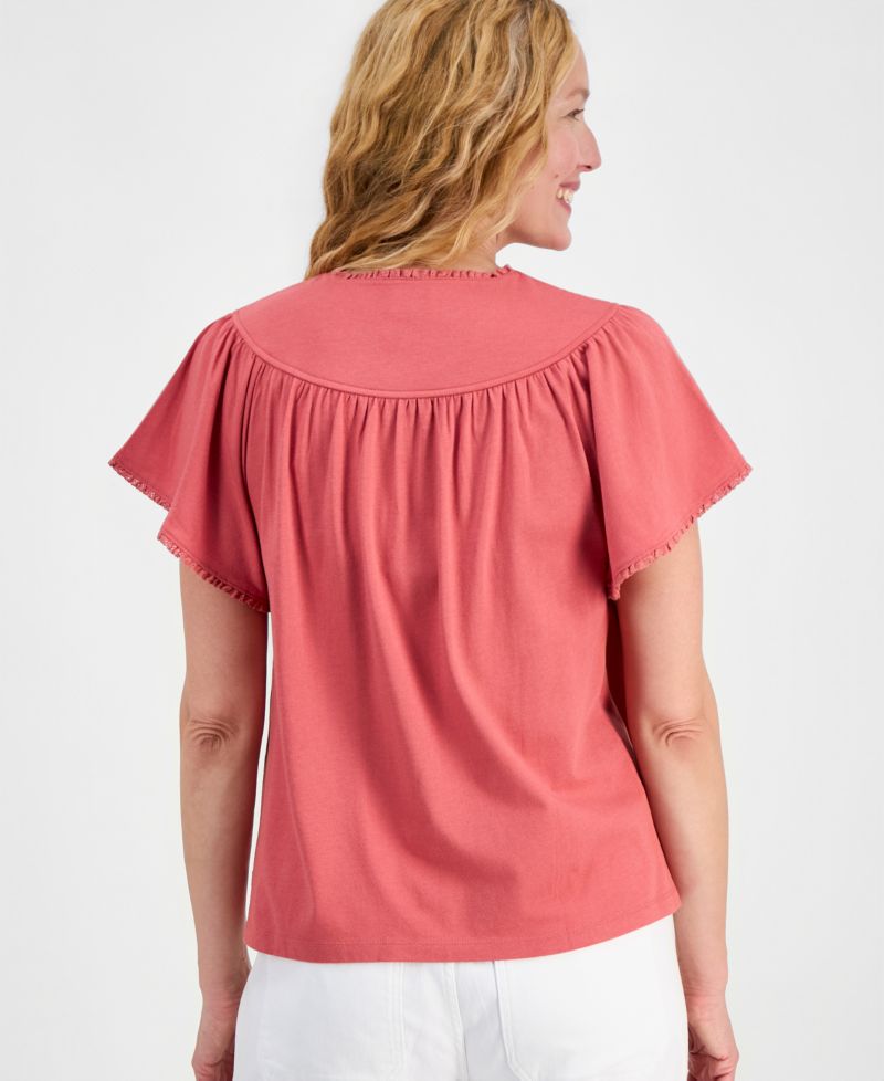 Women's Flutter-Sleeve Crewneck Tee