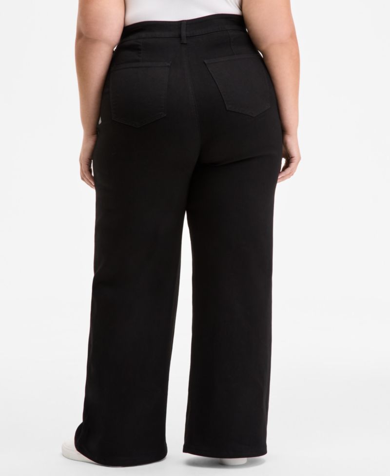 Trendy Plus Size High-Rise Wide-Leg Jeans