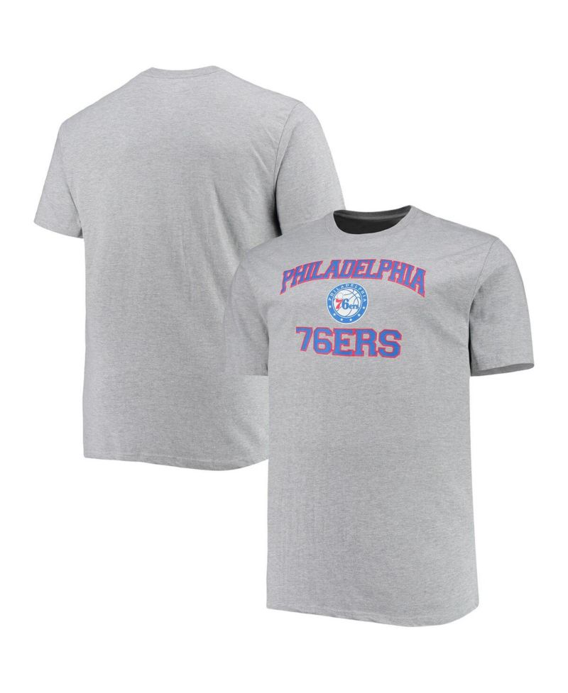Men's Heathered Gray Philadelphia 76ers Big and Tall Heart and Soul T-shirt