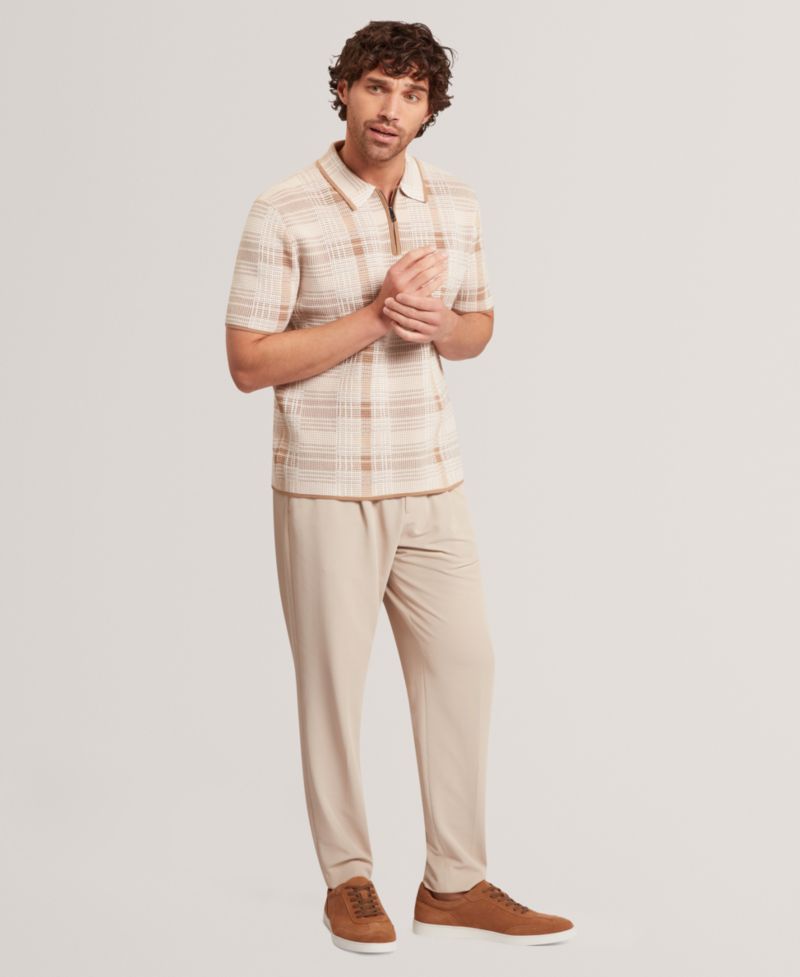 Men's Quarter-Zip Silhouette Short-Sleeve Polo Shirt
