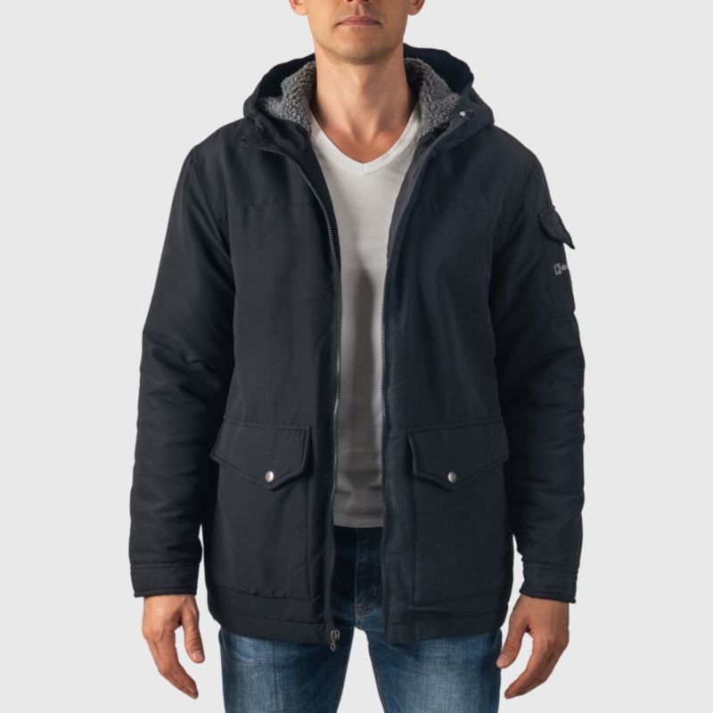 Mens Sherpa Lined Parka Hooded Winter Coat Cargo Utility Jacket
