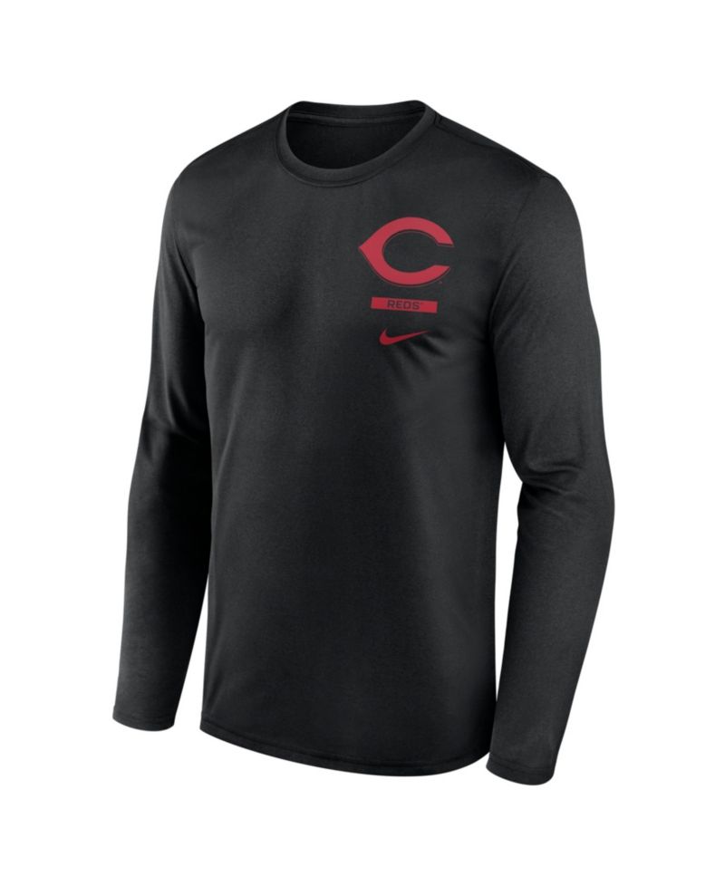 Men's Black Cincinnati Reds 2-Hit Legend Dri-FIT Long Sleeve T-Shirt