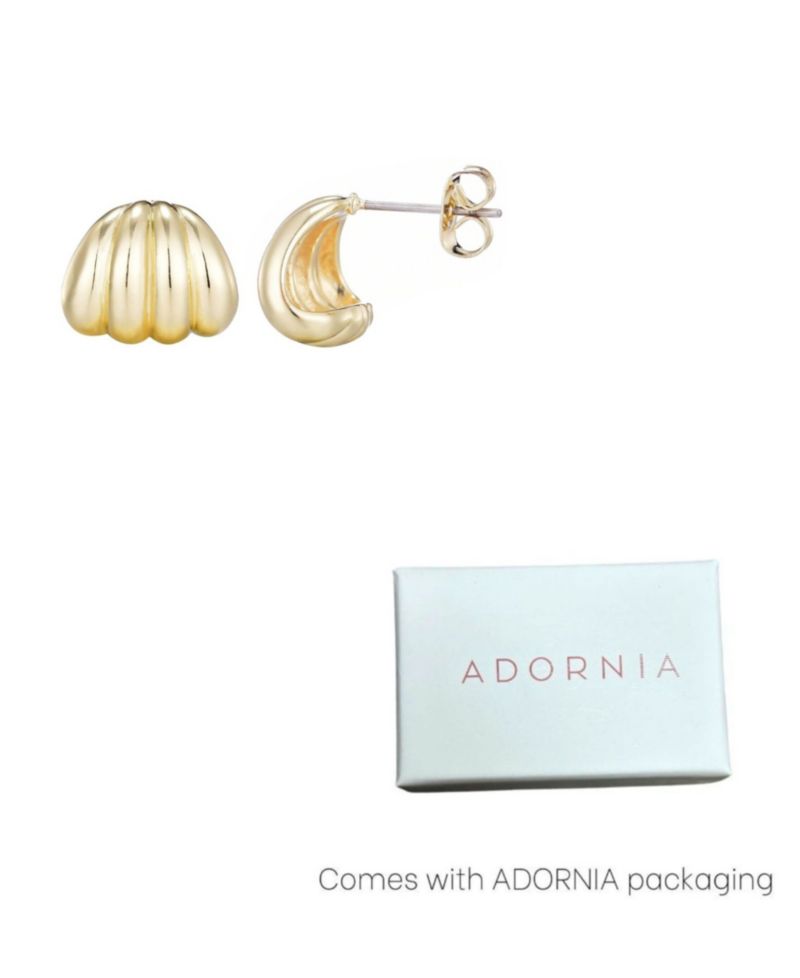 Gold Plated Fluted Wrap Around Huggie Earrings