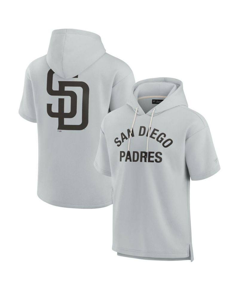 Men's and Women's Gray San Diego Padres Super Soft Fleece Short Sleeve Hoodie