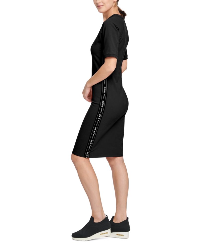 Logo-Stripe Midi Dress