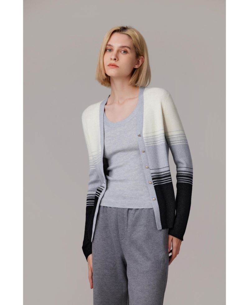 Women's Lurex Wool Cardigan | Metallic Button Up V Neck Sweater | Ultra Soft Ribbed Shimmer Knit | Machine Washable Cardigan Sweaters
