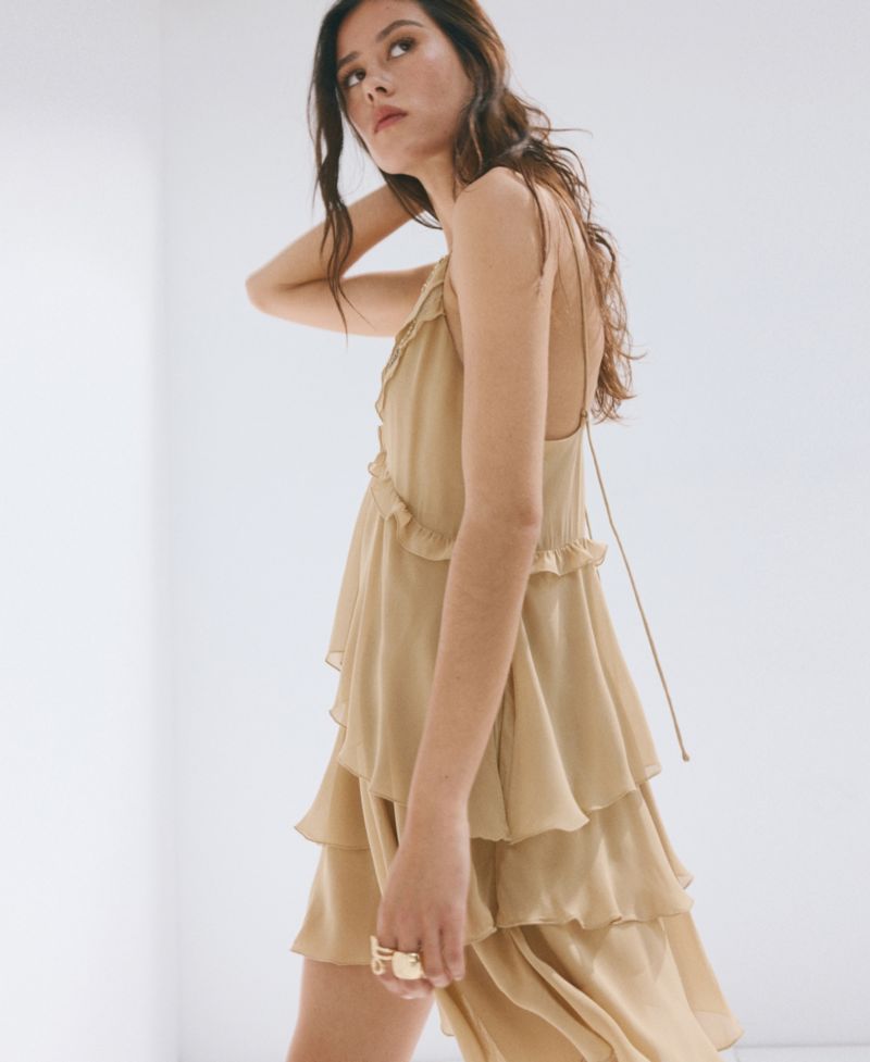 Women's Bead Detail Ruffled Dress