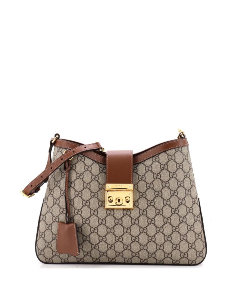 Medium Padlock Chain Shoulder Bag GG Coated Canvas with Leather