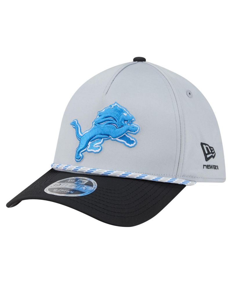 Men's Silver/Black Detroit Lions Rope M-Crown A-Frame 39THIRTY Flex Hat