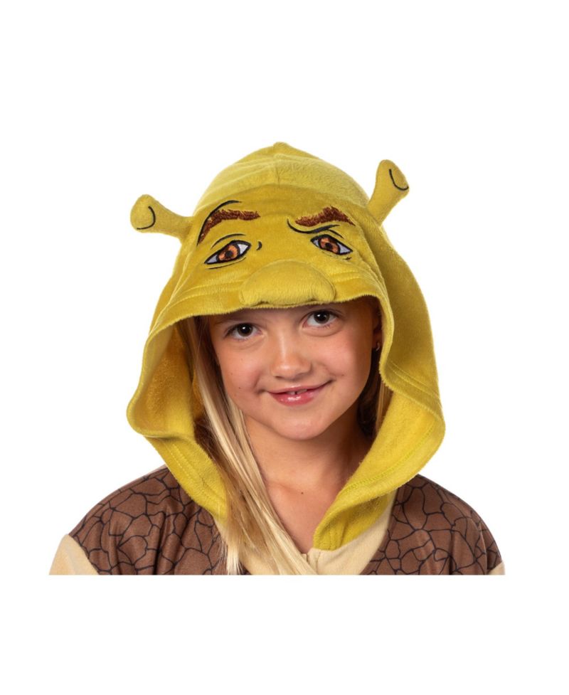 DreamWorks Boys' 4- 16 Character Ogre Union Suit Sleep Kids Hooded Pajama