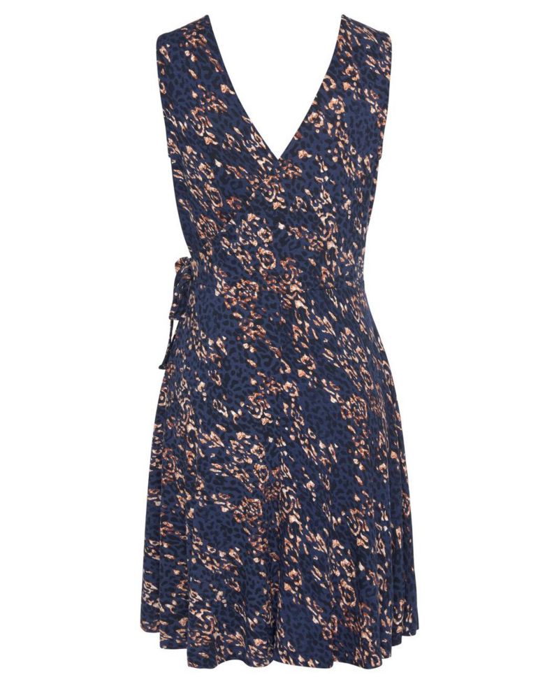 Women's Animal-Print Sleeveless A-Line V-Neck Dress
