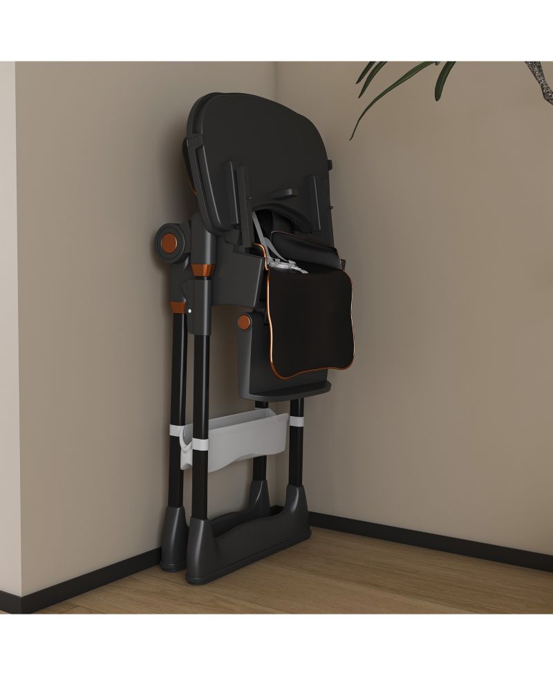 Adjustable Baby High Chair - Portable Feeding Seat (Black)