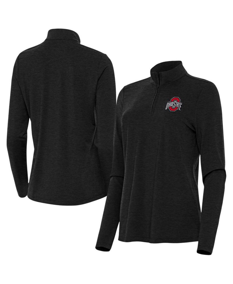 Women's Heather Black Ohio State Buckeyes Bright Quarter-Zip Top