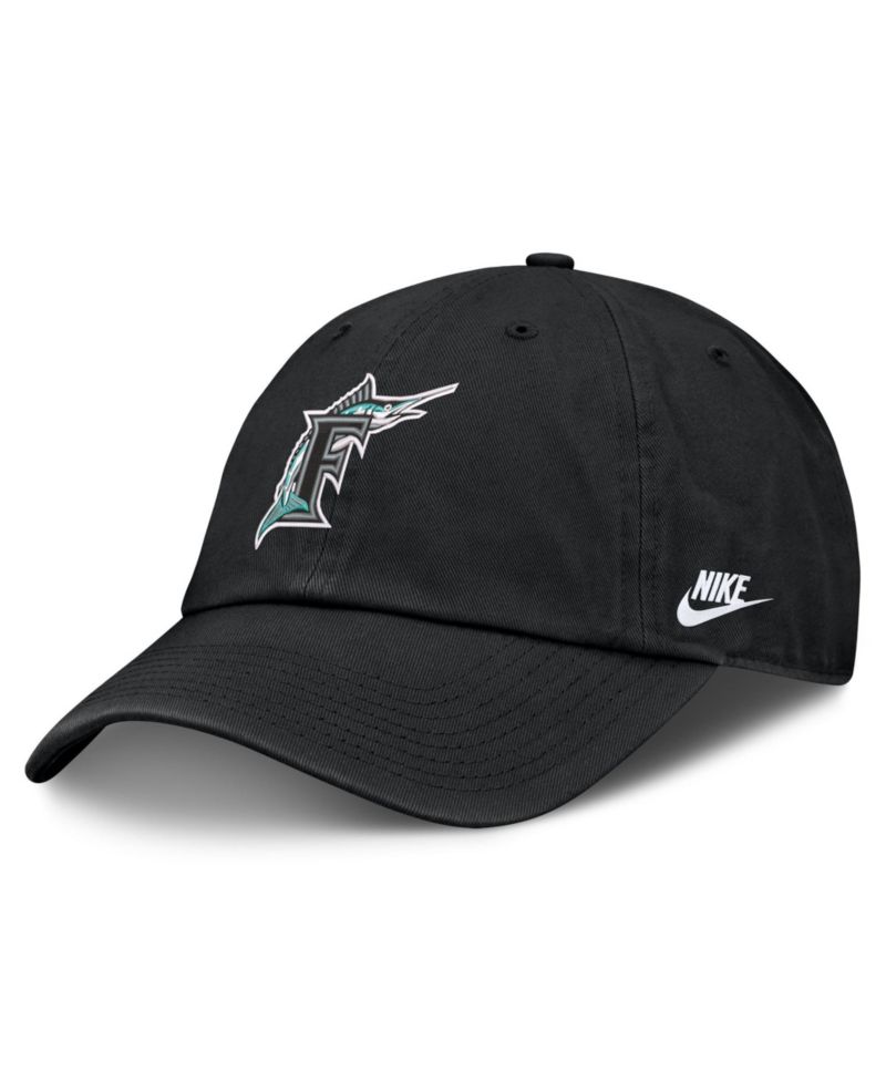 Men's Black Florida Marlins Cooperstown Club Adjustable Hat