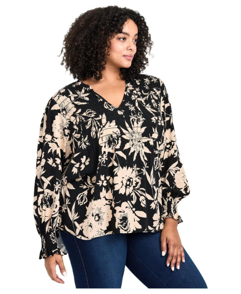 Women's Plus Size Marcie Shirred Detail Blouse Tops