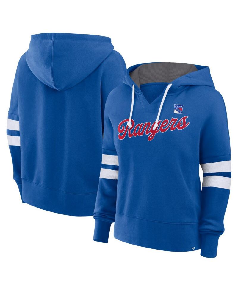 Women's Blue/White New York Rangers Seize Fleece Pullover Hoodie