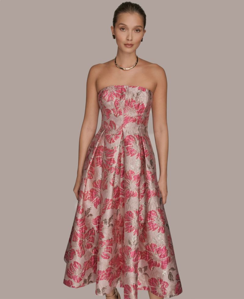 Women's Jacquard Strapless A-Line Dress