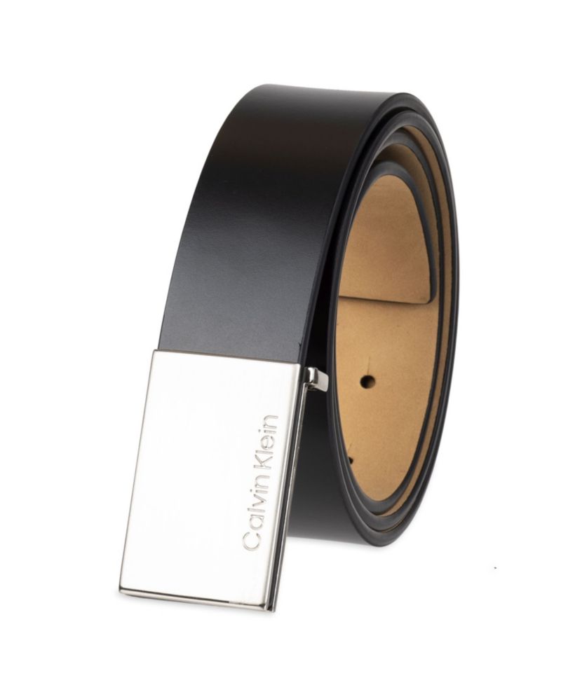 35MM Men's Casual Belt with Engraved Plaque Buckle