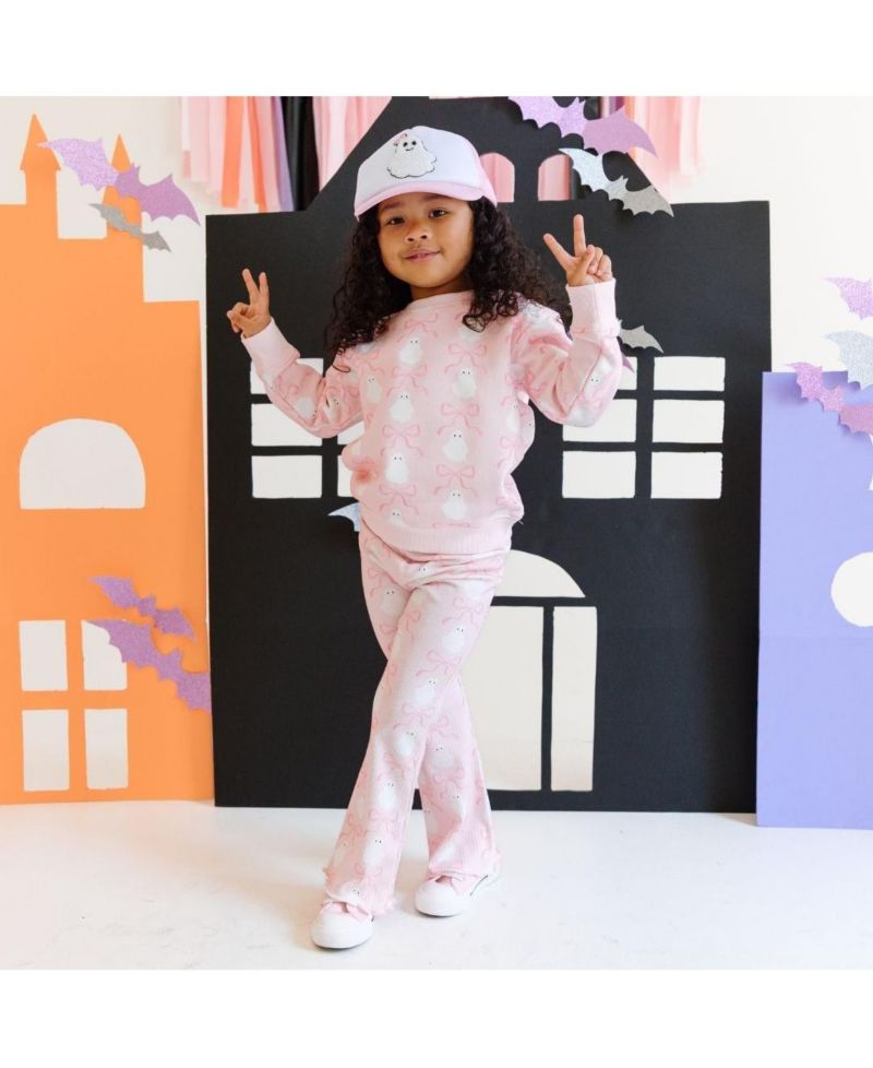 Little and Big Girls Coquette Ghost Halloween Sweatshirt