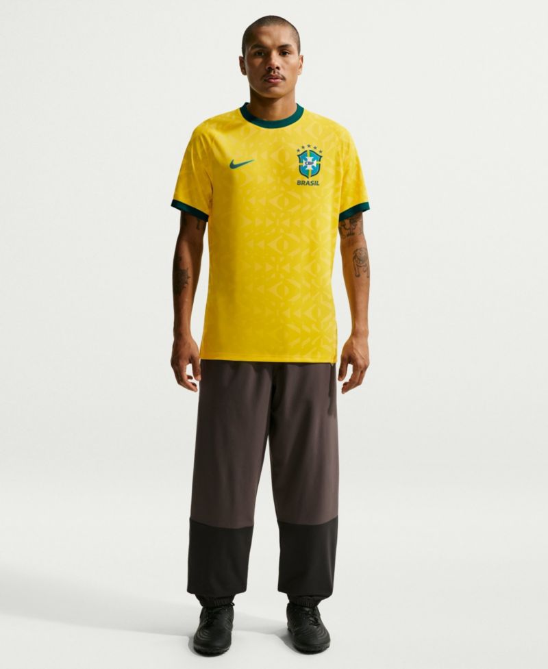 Men's Yellow Brazil National Team Home Sublimated Dri-FIT Soccer Top