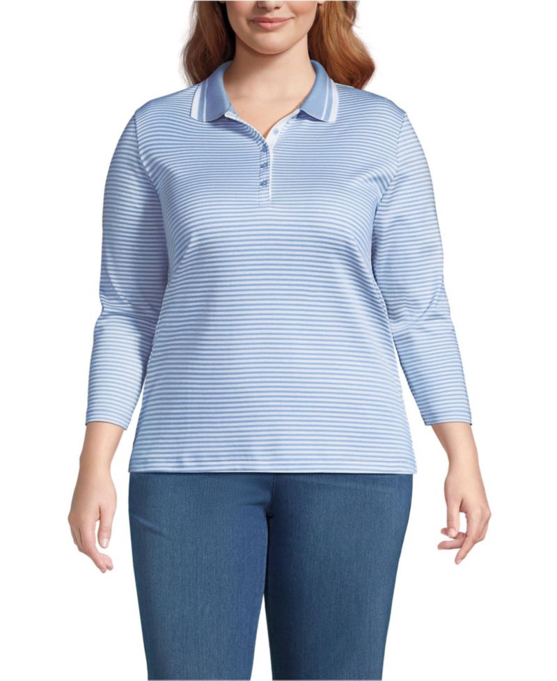 Plus Size 3/4 Sleeve Supima Cotton Polo Shirt