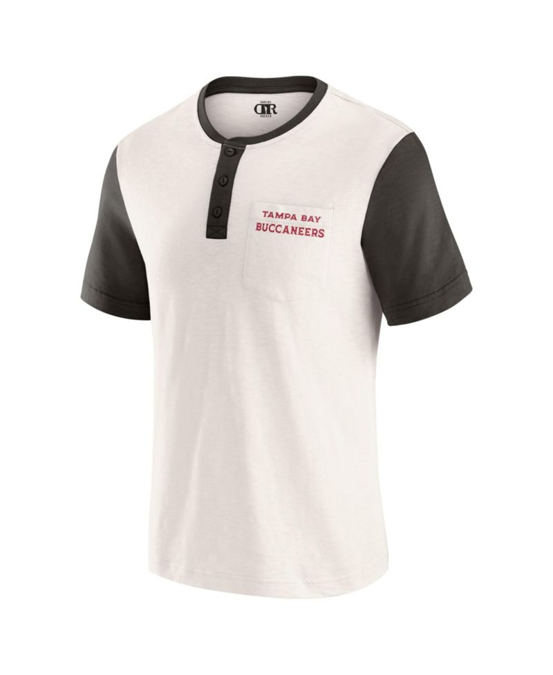Men's Darius Rucker Collection by Cream Tampa Bay Buccaneers Henley Color Block Slub Pocket T-Shirt