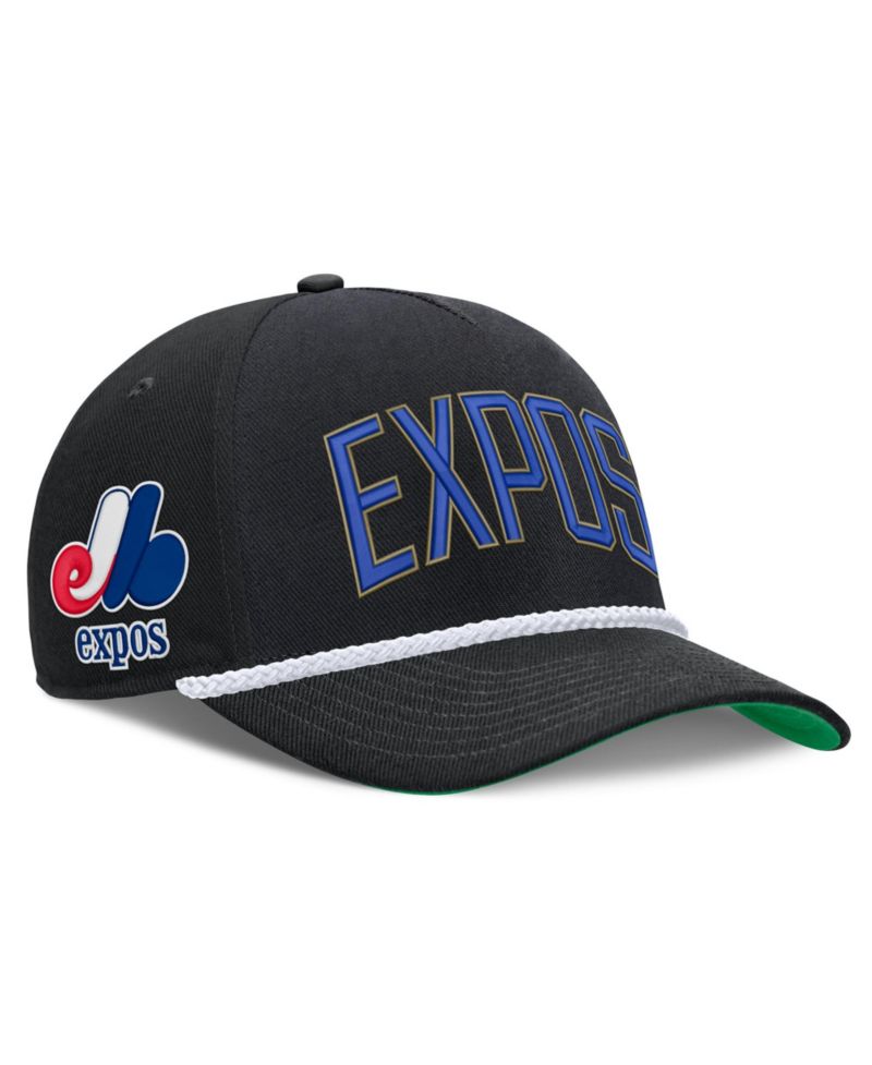 Men's Black Montreal Expos Cooperstown Collection Rise Adjustable Hat
