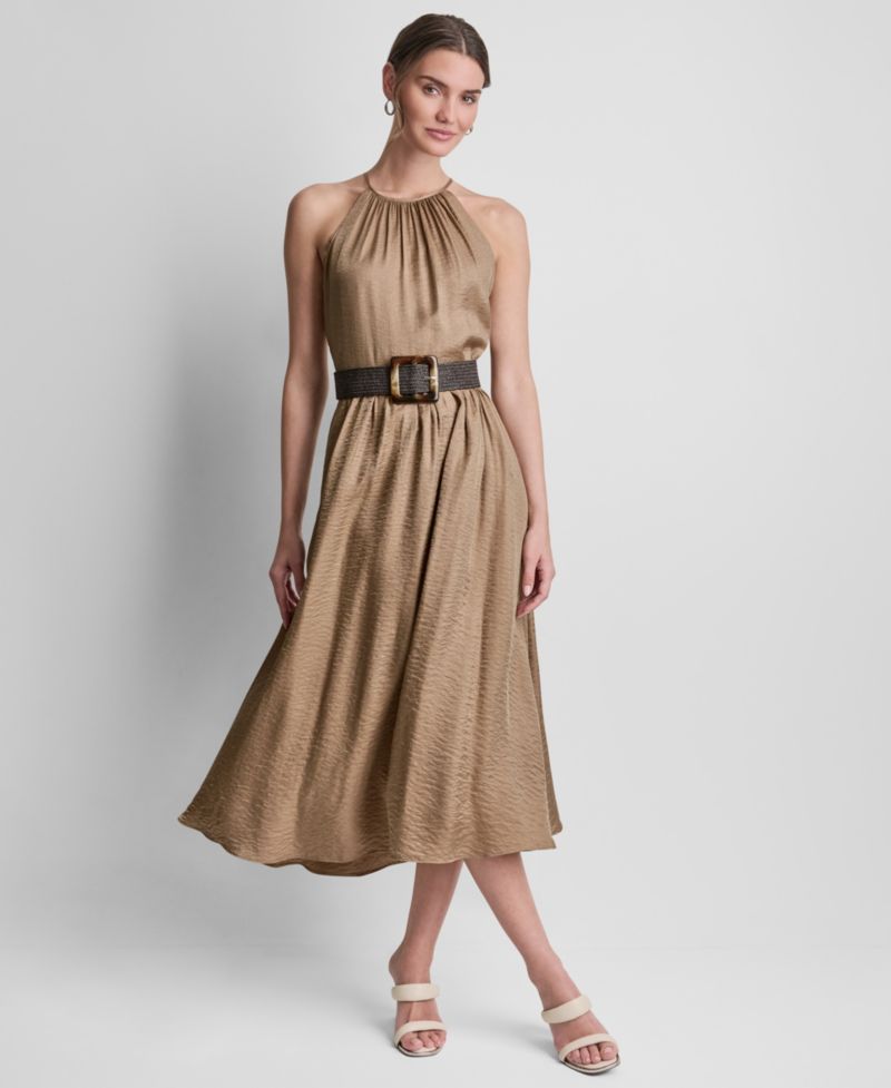 Women's Sleeveless Halter Midi Dress
