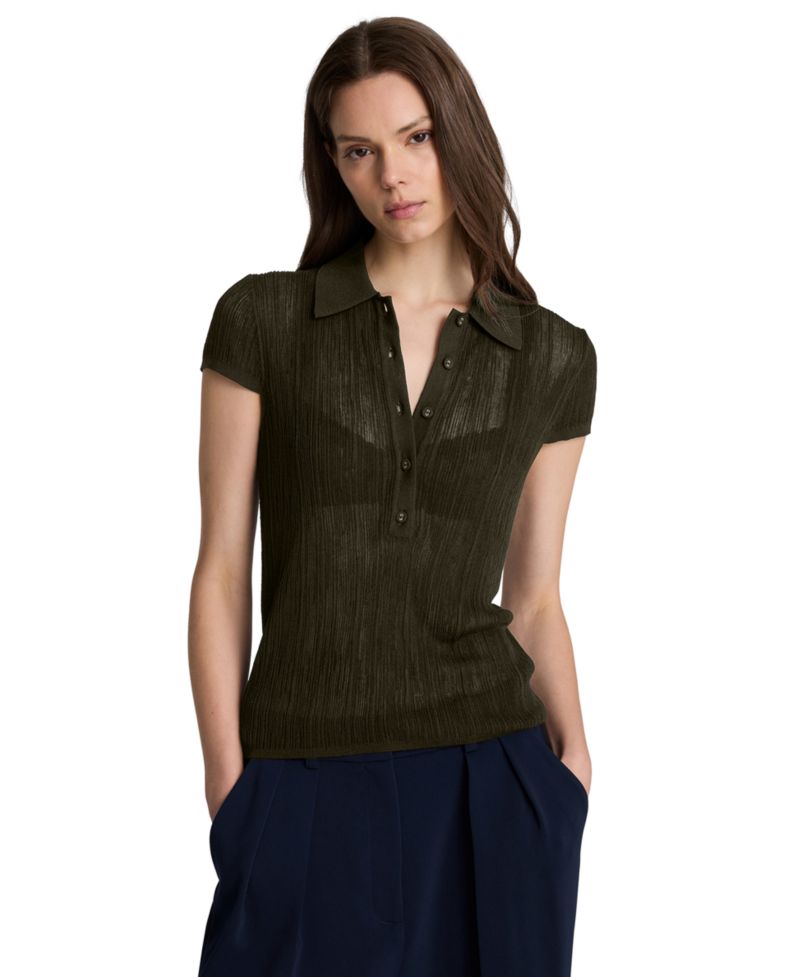 Women's Short-Sleeve Polo Sweater Top