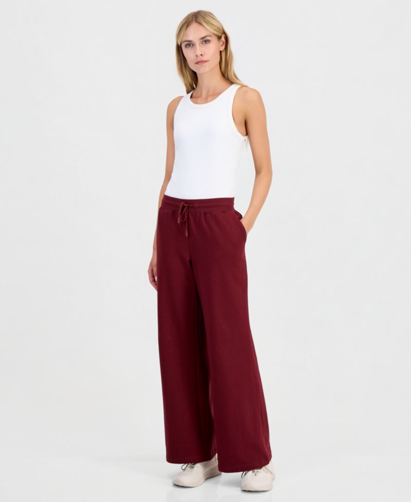 Women's Fleece Open-Hem Wide-Leg Pants