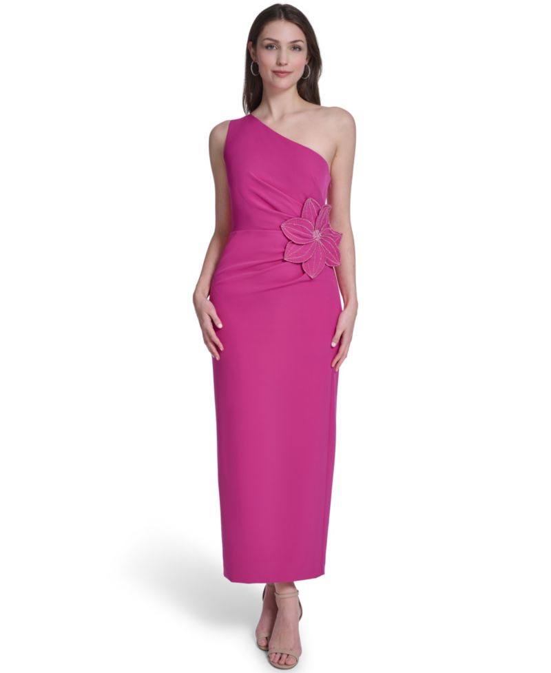 Women's One-Shoulder Pleated Midi Dress