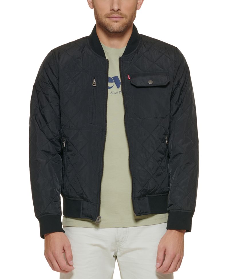 Men's Regular-Fit Diamond-Quilted Bomber Jacket