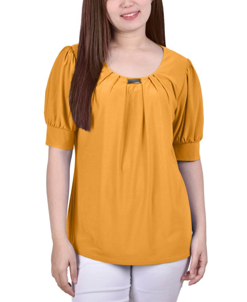 Petite Short Sleeve Balloon Sleeve Top