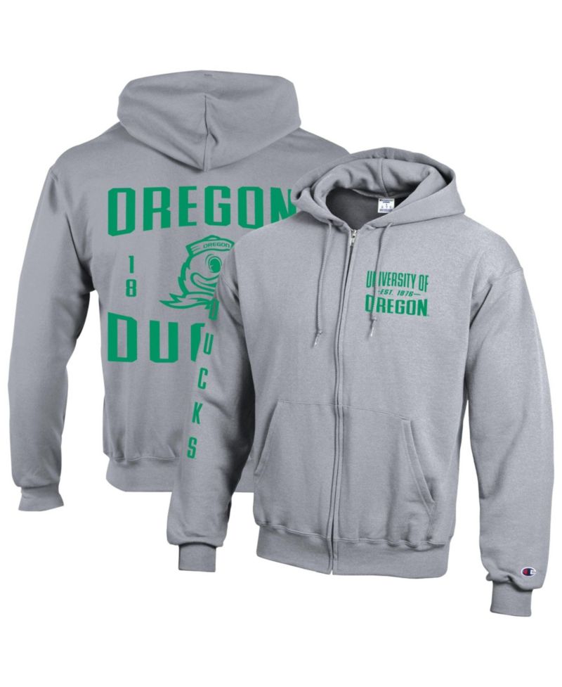 Men's Gray Oregon Ducks Varsity Power blend Full-Zip Fleece Hoodie