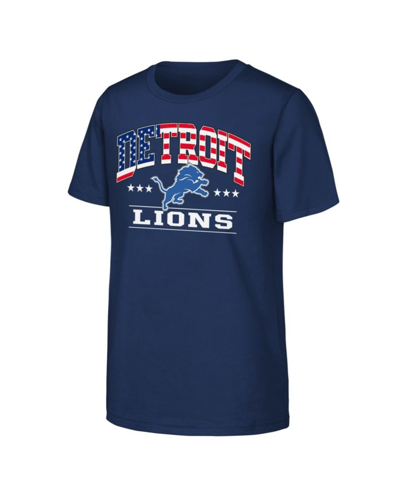 Big Boys and Girls Navy Detroit Lions Americana Arch T-Shirt