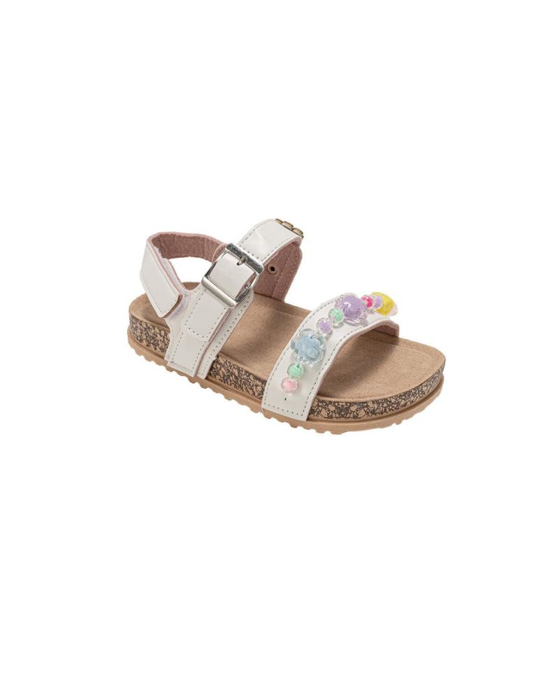 Little Girls Footbed Sandals - Comfortable Design & Beaded Ankle Strap