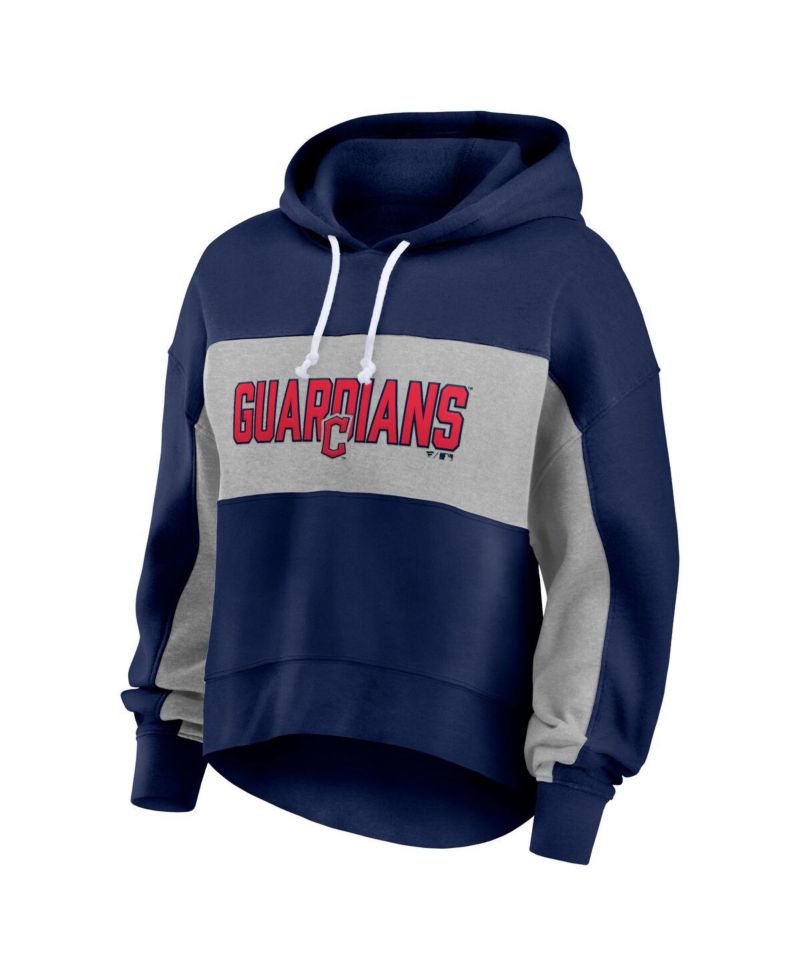 Women's Navy Cleveland Guardians Filled Stat Sheet Pullover Hoodie