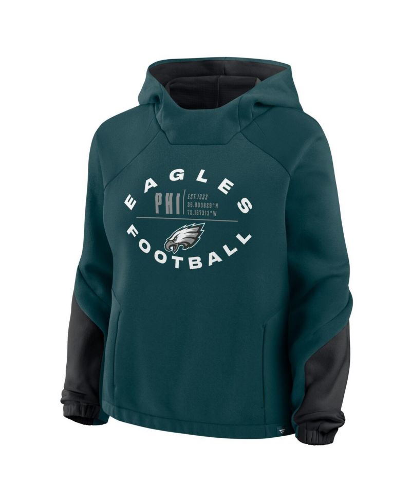Women's Midnight Green Philadelphia Eagles Oversized Redzone Bubble Screen Pullover Hoodie