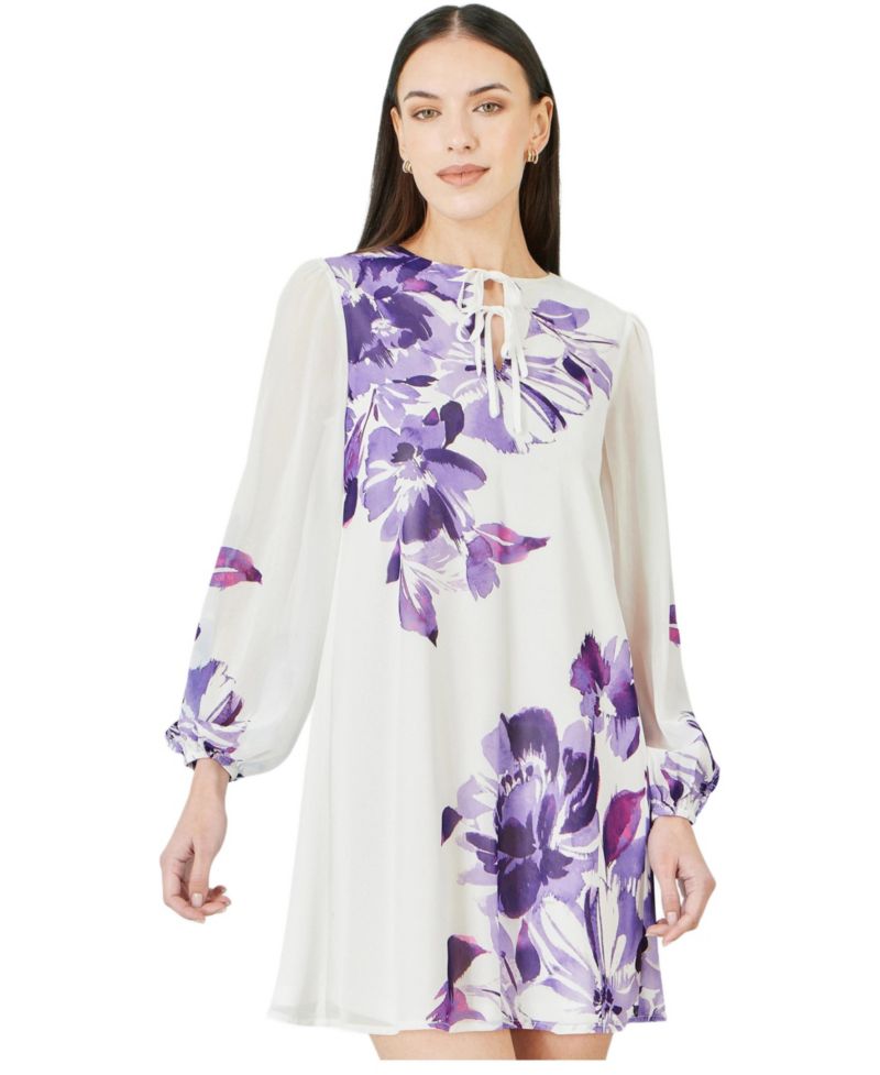 Women's Keyhole Neck Floral Tunic Dress