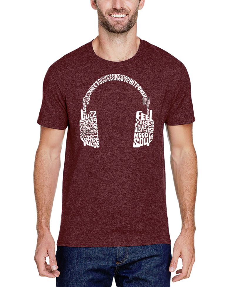 Men's Headphones Word Art Cotton and Polyester Blend T-Shirt