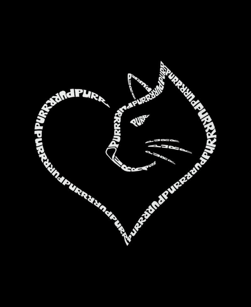 Men's Cat Heart Word Art Long Sleeve T-shirt