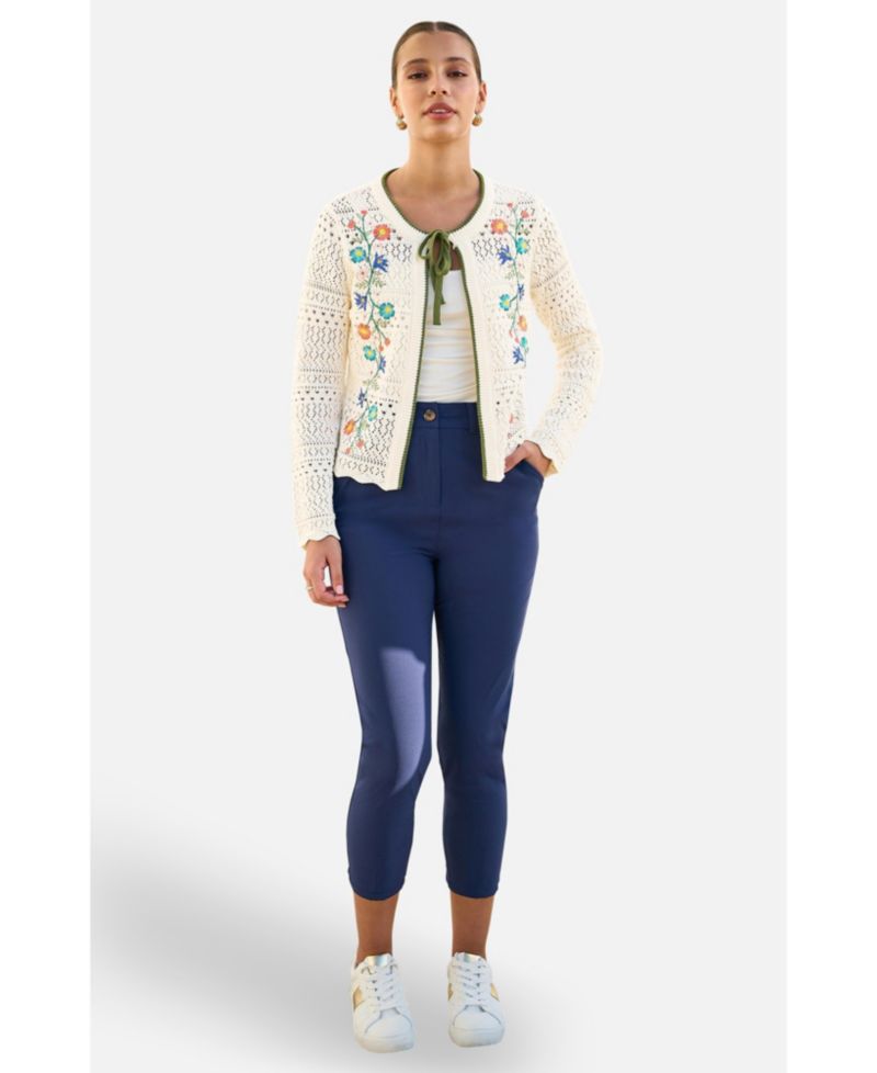 Women's Crochet Knitted Tie Front Cardigan