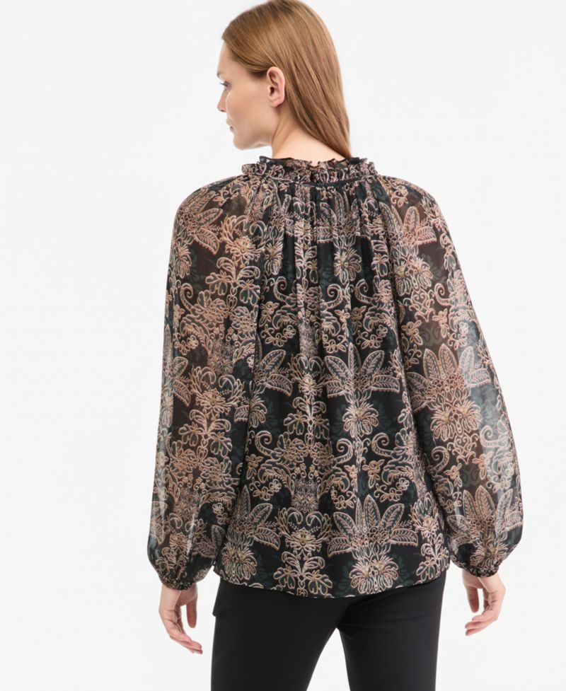Women's Yale Sheer Chiffon Long-Sleeve Blouse, Macy's Exclusive
