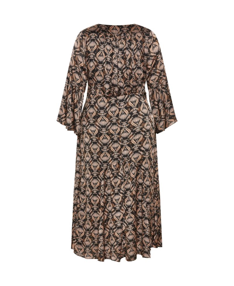Plus Size Tie Front Fan Maxi Dress