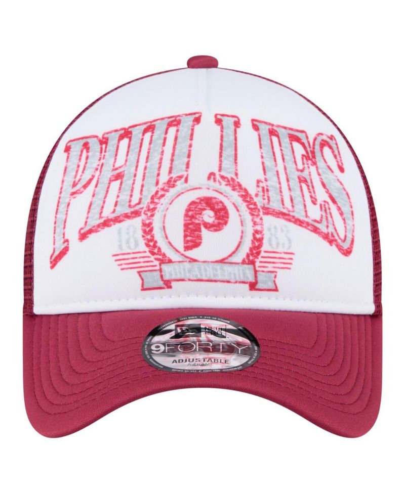 Men's Red Philadelphia Phillies Distressed 9FORTY A-Frame Adjustable Trucker Hat