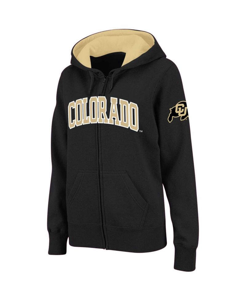 Women's Black Colorado Buffaloes Arched Name Full-Zip Hoodie