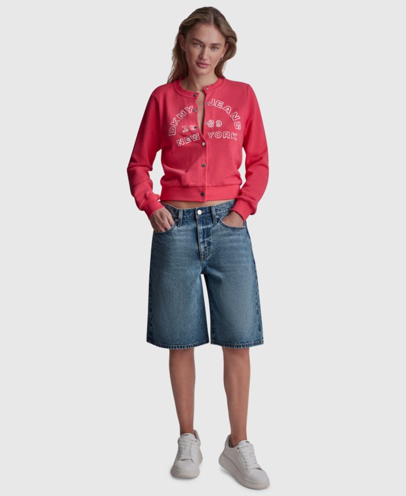 Women's Long-Sleeve Logo Button-Front Shrunken Jacket