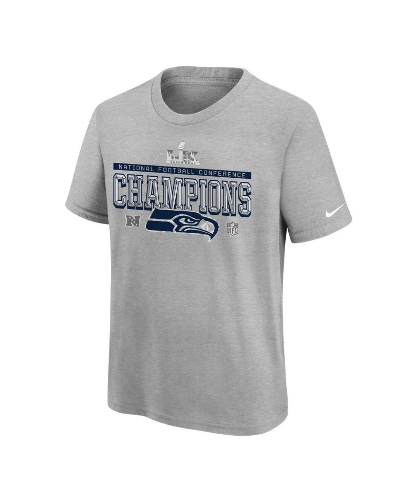 Big Boys and Girls Gray Seattle Seahawks 2025 NFC Champions Locker Room Trophy Collection Authentic T-Shirt
