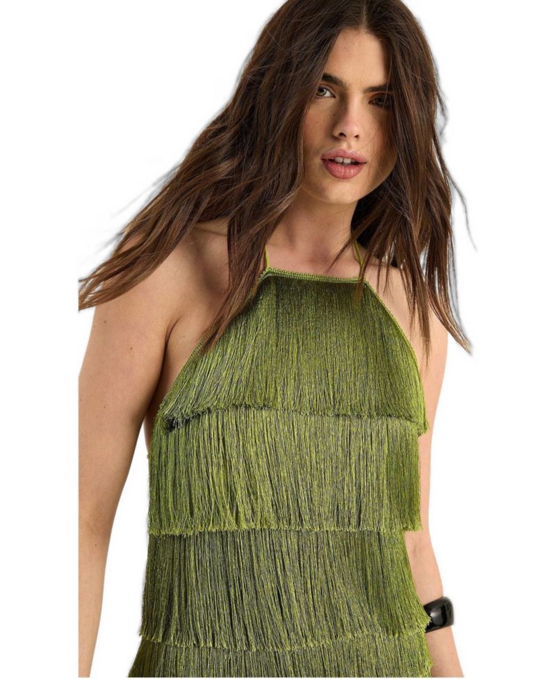 Women's Fringe Halter Neck Mini Dress
